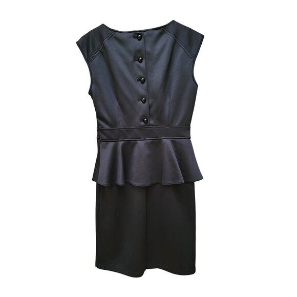 Black Spense Peplum Sleeveless Dress Size 8 90% Polyester 10% Spandex Elegant Kn - Picture 2 of 5